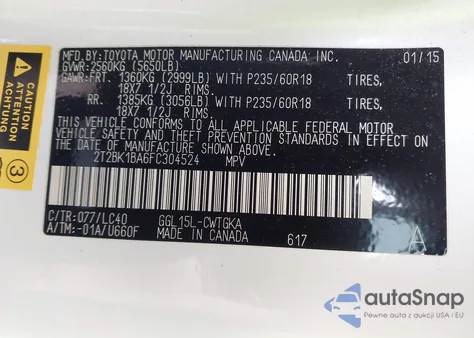 2015 Lexus Rx 350 из США, поврежденный, VIN 2T2BK1BA6FC304524